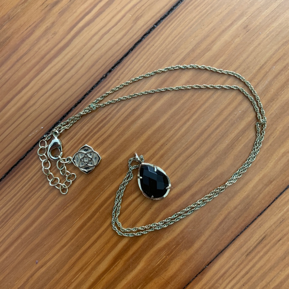 Kendra Scott Kirk Black Teardrop Pendant necklace (discontinued)